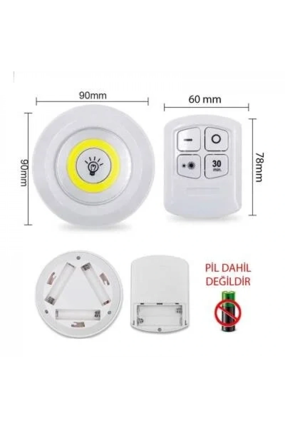 3lü Uzaktan Kumandalı Kablosuz LED Spot Lamba