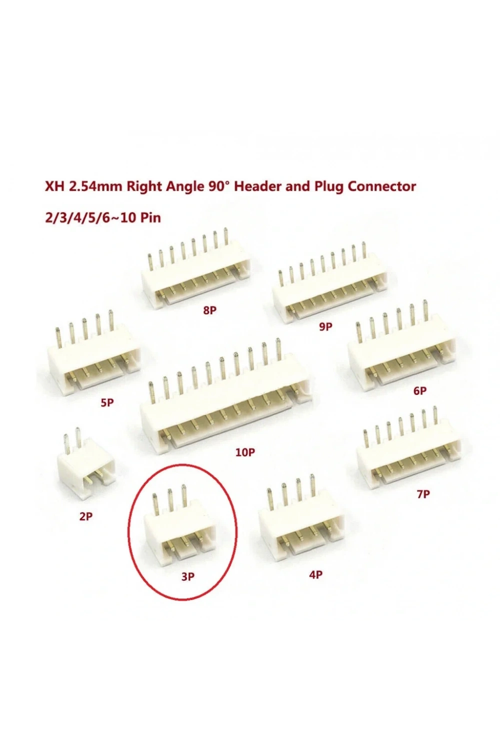 3 Pin JST-XH 2.54 Tunik Konnektör Erkek Eğik 90°