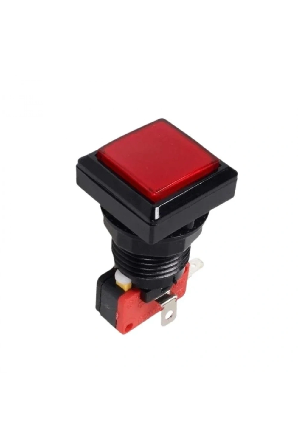 33mm 12V Kare Işıklı Oyun Makinesi Butonu - Kırmızı