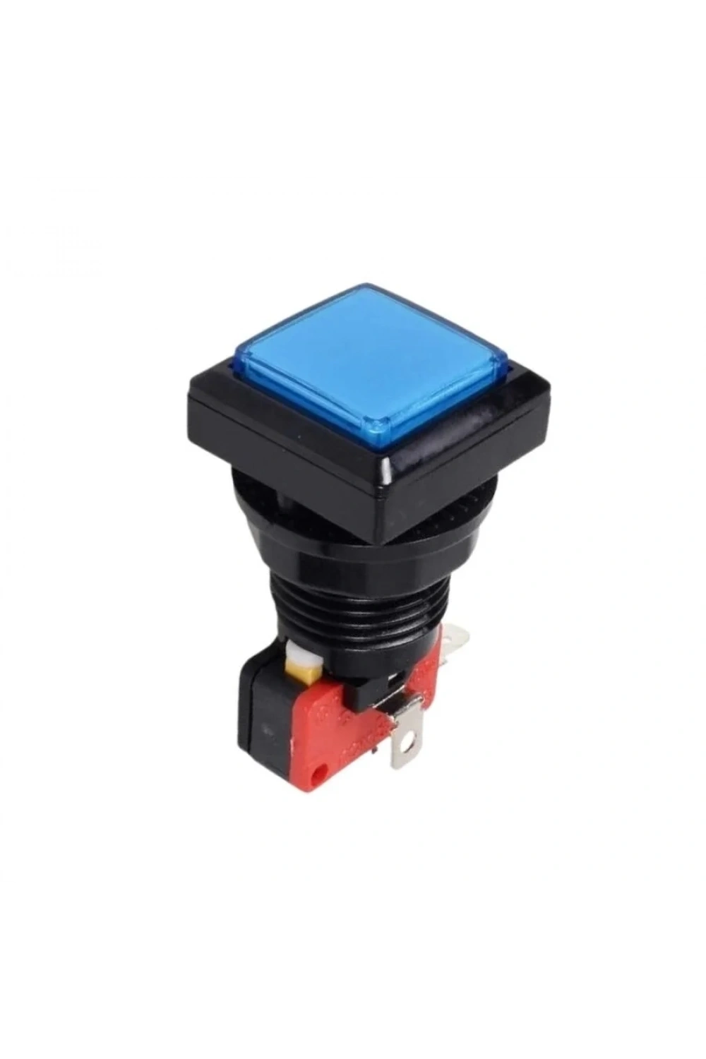 33mm 12V Kare Işıklı Oyun Makinesi Butonu - Mavi