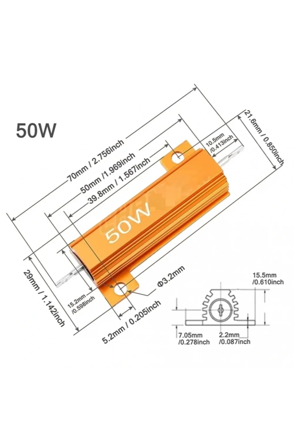3.3R 50W %5 Alüminyum Direnç