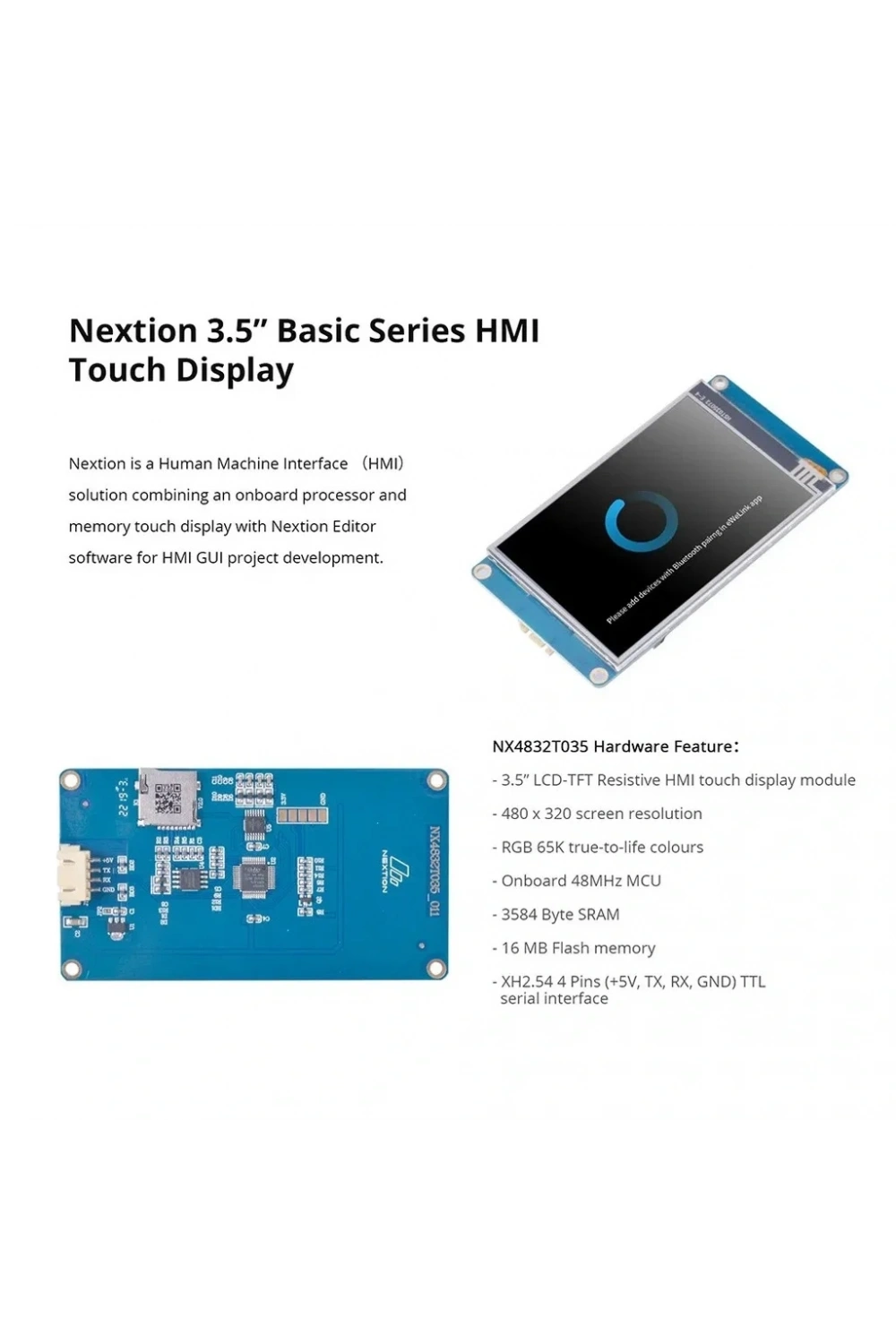 3.5 Inch Nextion 16MB Dahili Hafıza NX4832T035