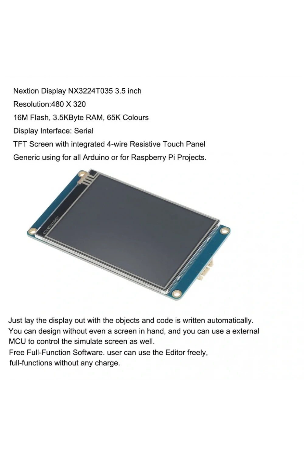 3.5 Inch Nextion 16MB Dahili Hafıza NX4832T035