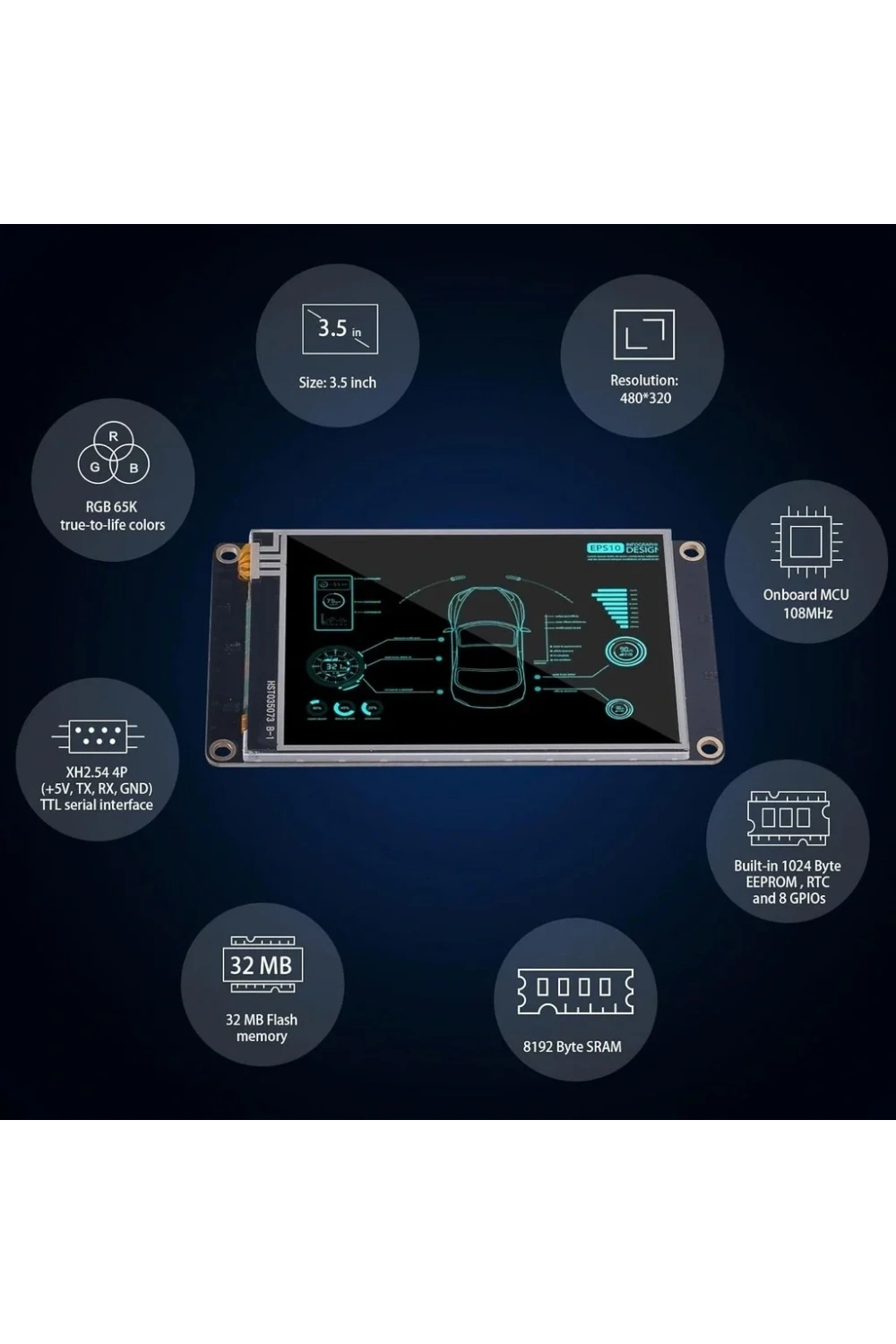 3.5 Inch Nextion 32MB Dahili Hafıza NX4832K035