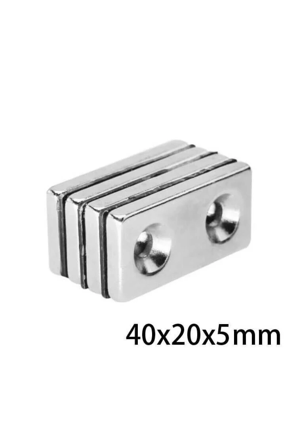 38X18x5-5mm Çift Havşa Delikli Neodyum Güçlü Mıknatıs - Neodim Magnet
