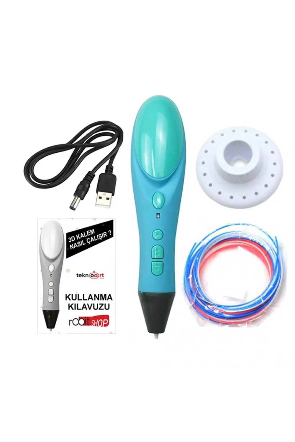 3D Kalem 3D Pen Yazıcı - 3 Farklı Renk PLA Filament Hediyeli