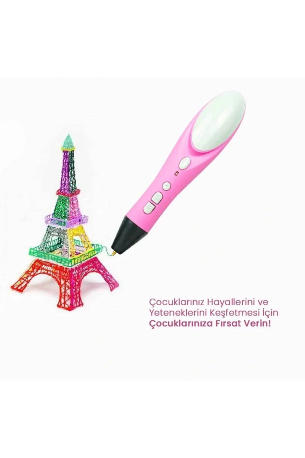 3D Kalem 3D Pen Yazıcı - 3 Farklı Renk PLA Filament Hediyeli