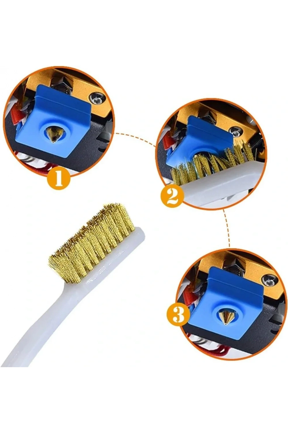 3D Yazıcı Nozzle Temizleme Fırçası Metal Tel Fırça