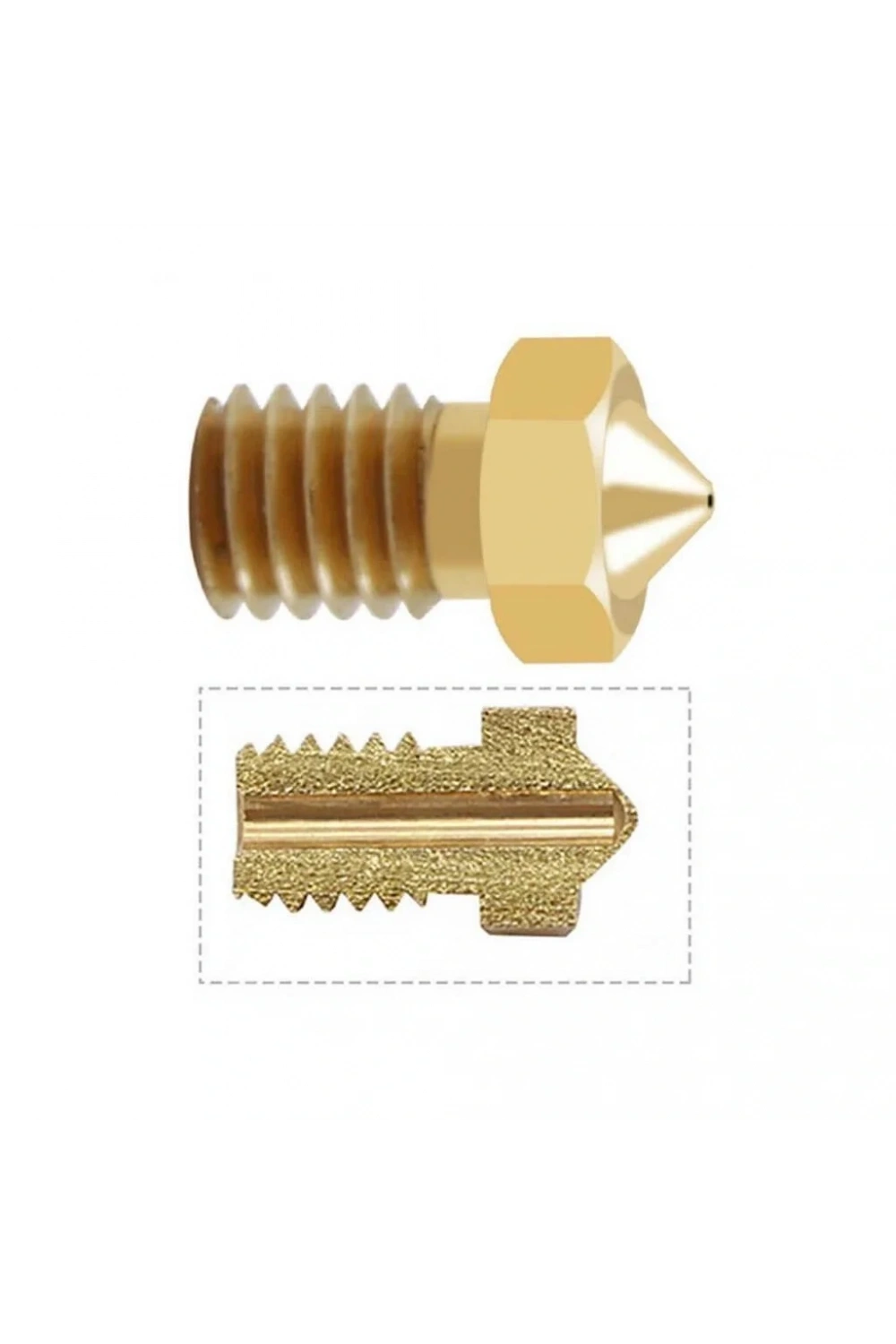 3D Yazıcı-Printer M6 1.75mm / 0.3mm V5-V6 Pirinç Nozzle