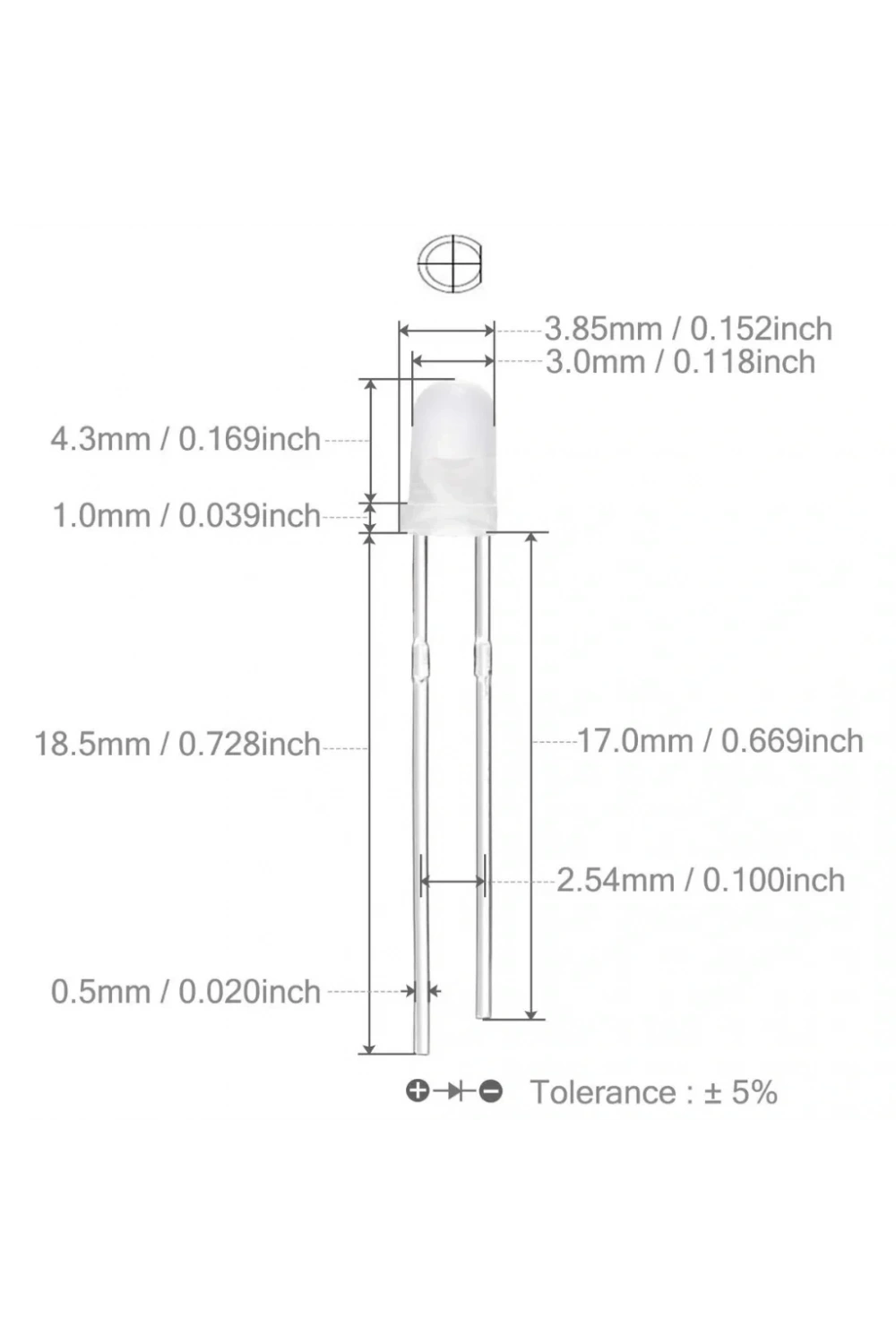 3mm Led Beyaz Diyot Diffused 1 Adet