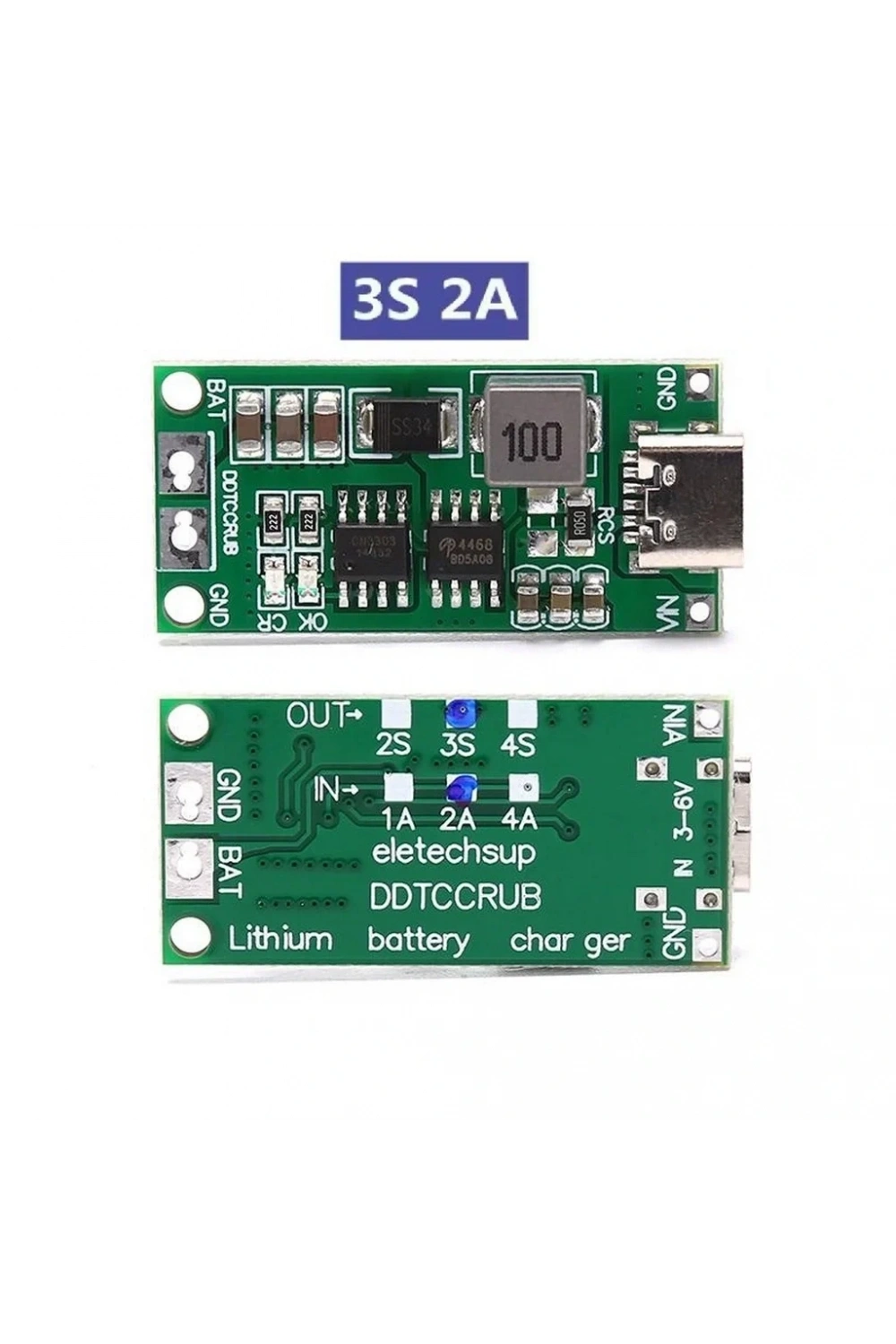 3S 2A Type-C Şarj Modülü Çok Hücreli 18650 Lityum Pil Şarj Devresi 12.6V