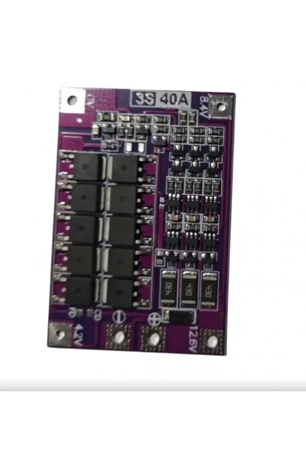 3S 40A Balanslı Lityum-İyon BMS Kartı (Mor PCB)