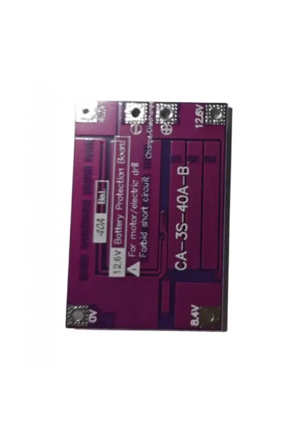 3S 40A Balanslı Lityum-İyon BMS Kartı (Mor PCB)