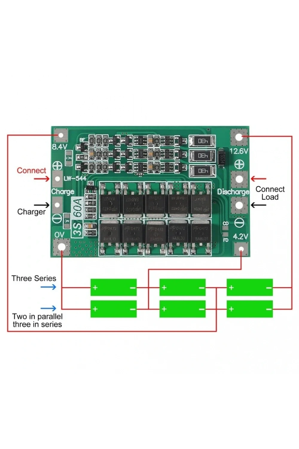3S 60A BMS 12.6V 18650 Lityum Pil Şarj Koruma Devresi