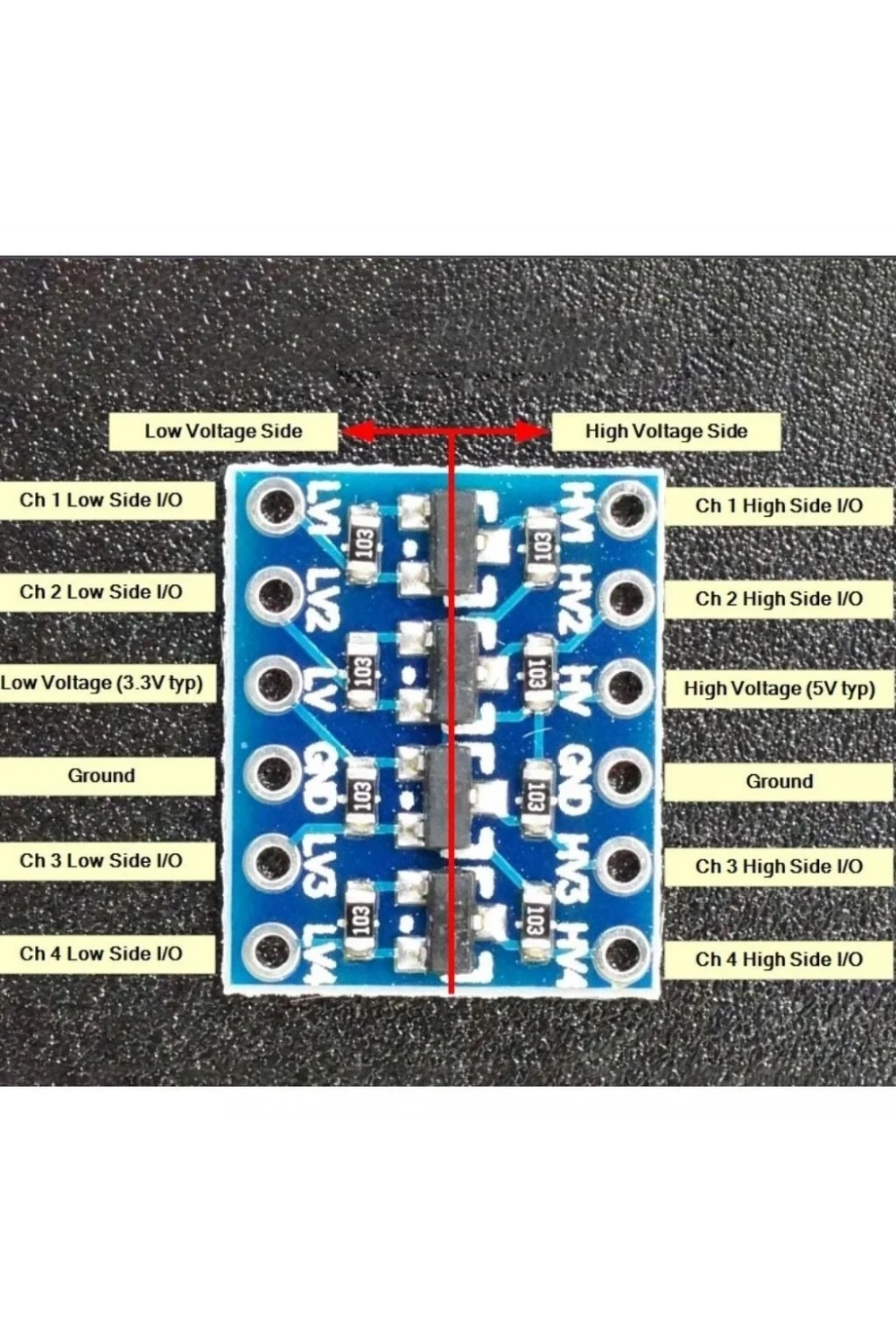4 Kanal Lojik Gerilim Seviye Dönüştürücü 3.3V-5V
