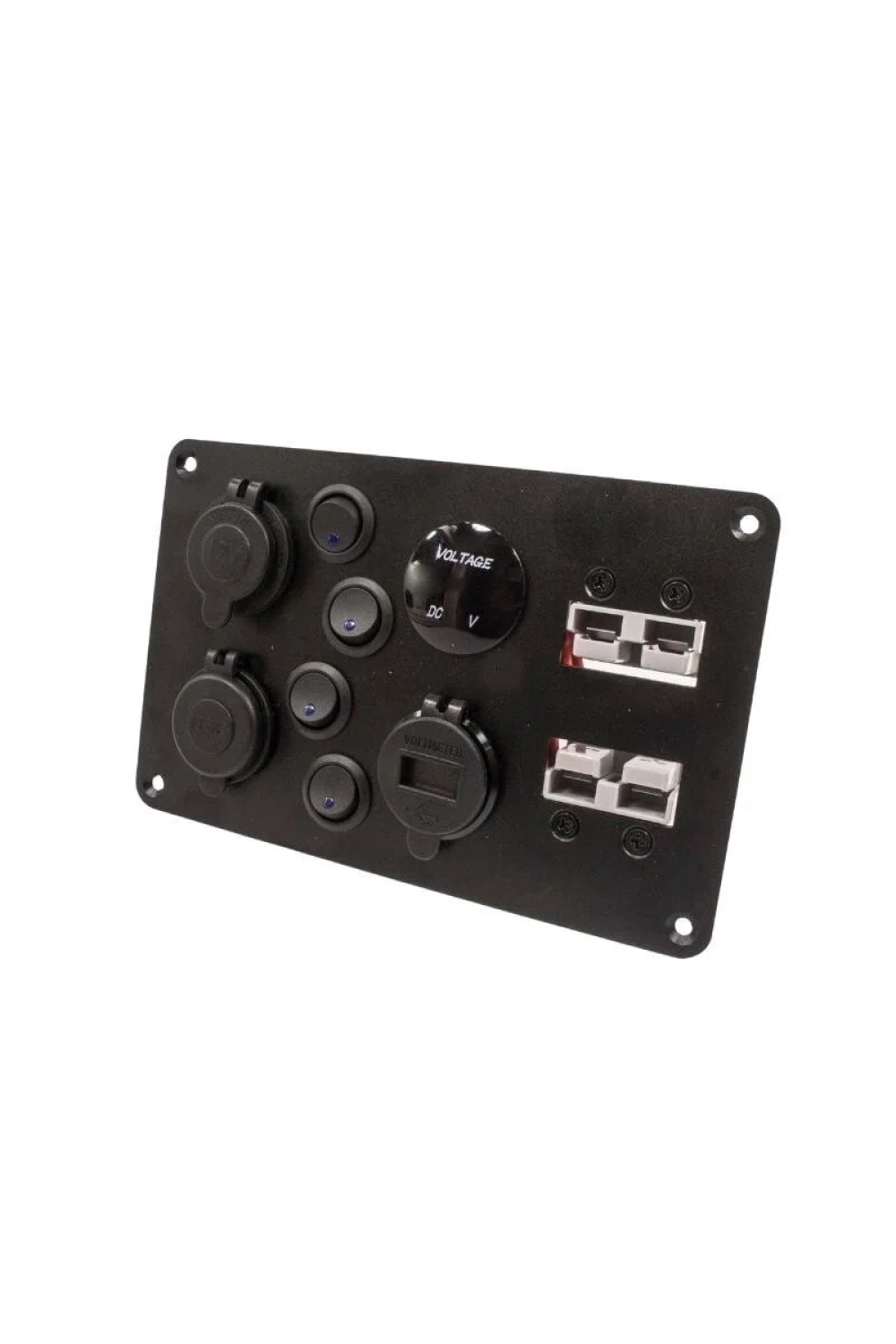 4lü Mavi Nokta Işıklı Switch Panel Anderson Soket Çakmaklık ve Voltaj Göstergeli
