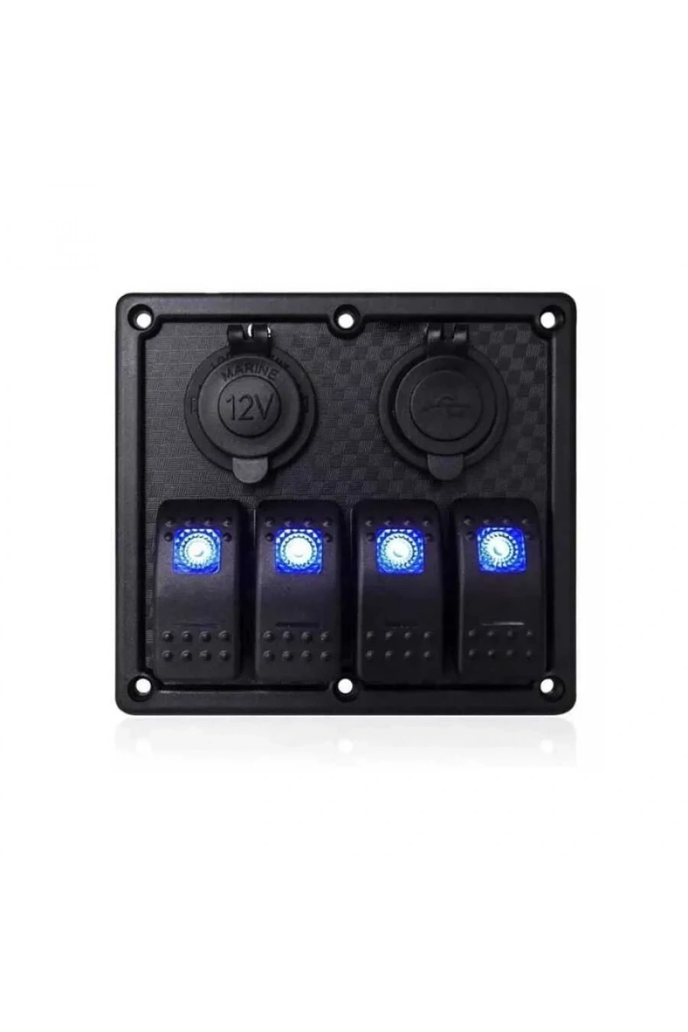 4lü ON-OFF Işıklı Anahtar Switch Panel 2x5V USB ve Çakmaklık Çıkışlı
