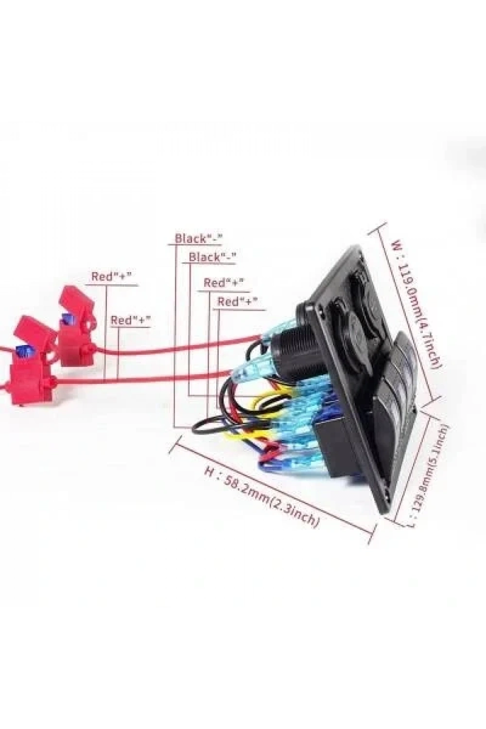 4lü ON-OFF Işıklı Anahtar Switch Panel 2x5V USB ve Çakmaklık Çıkışlı