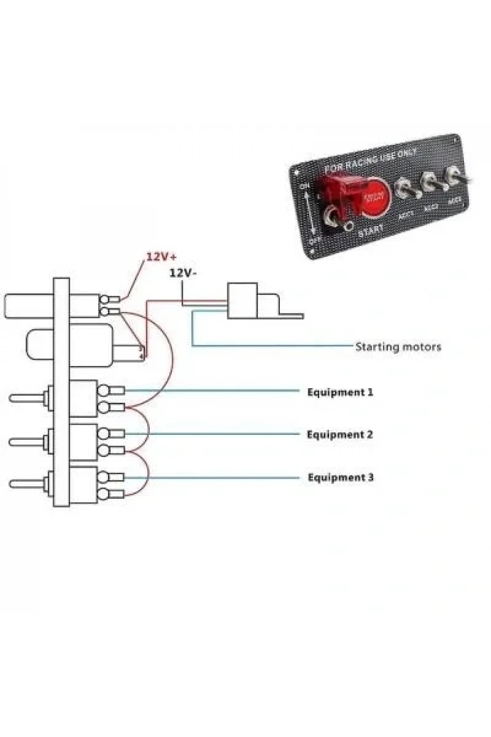 4lü ON-OFF Toggle Switch Panel - Motor Start Butonlu