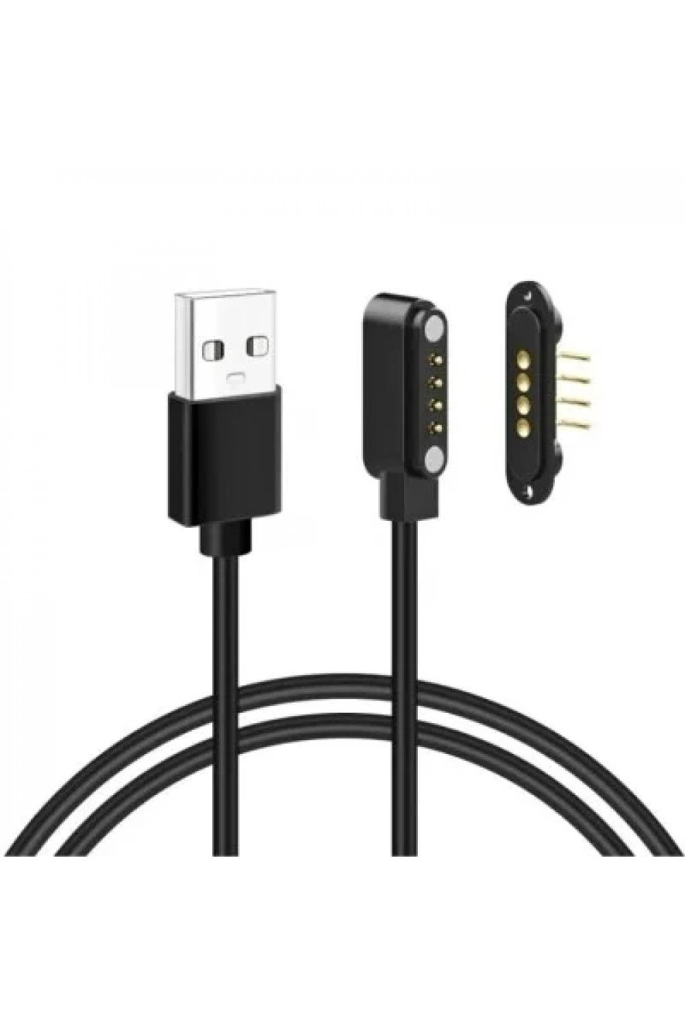 4-Pin 2.54mm 90C Kablolu Pogo Pin Manyetik Konnektör Takımı - USB Soketli
