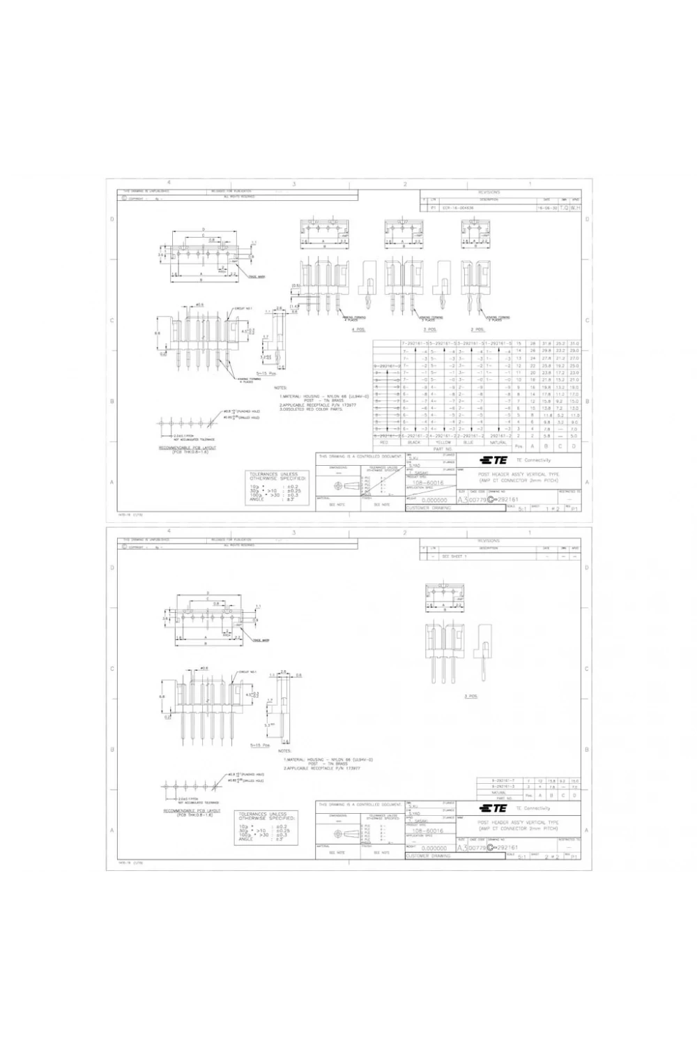 4 Pin AMP CT 2mm Düz Konnektör Erkek 292161-4