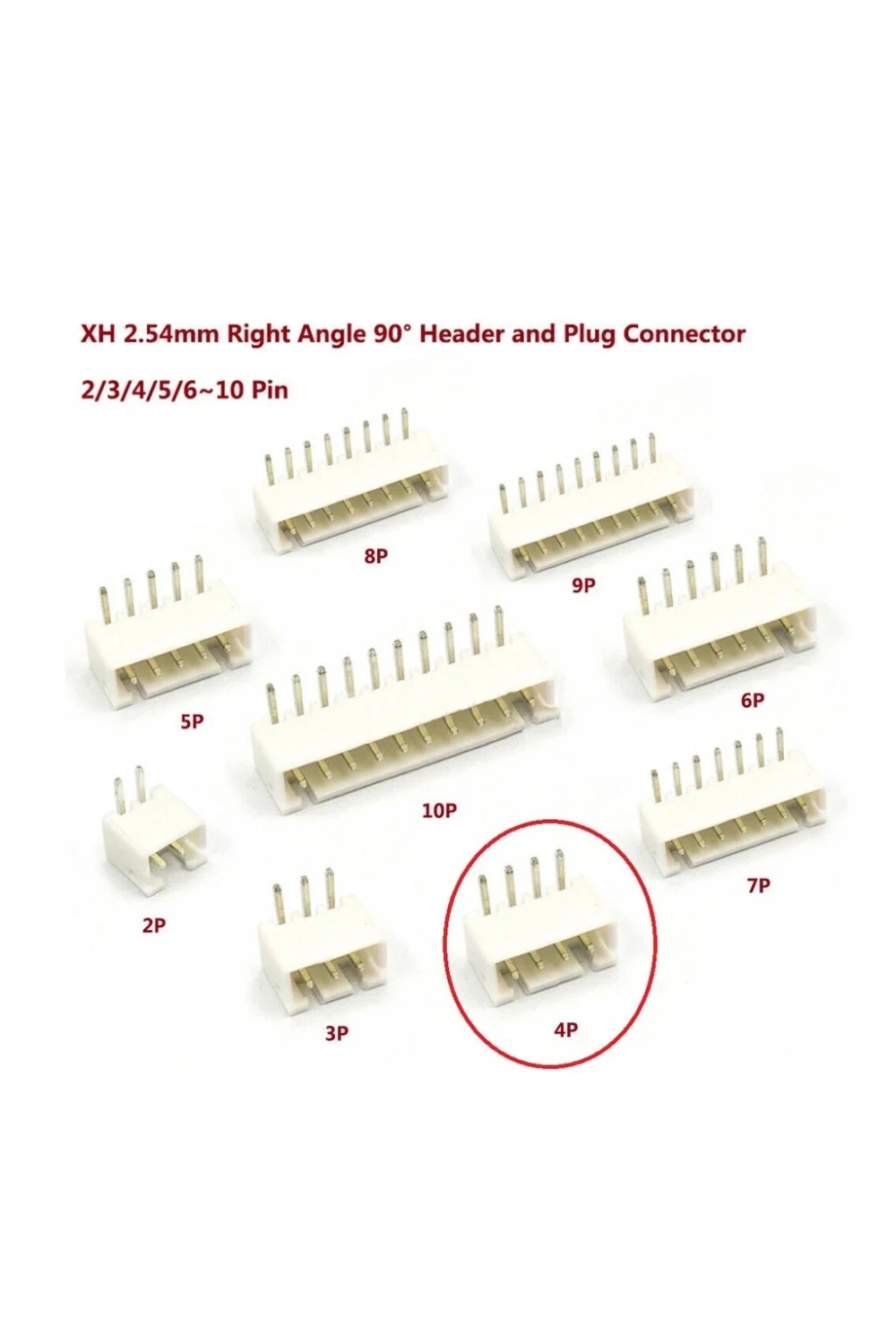 4 Pin JST-XH 2.54 Tunik Konnektör Erkek Eğik 90°