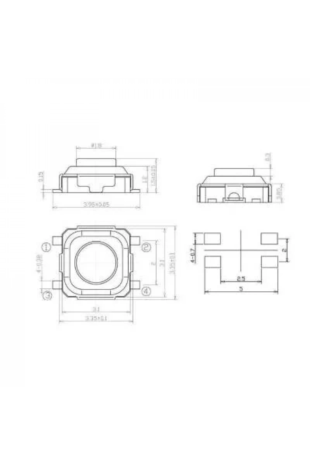 4 Pinli 3x3x1.5mm Buton