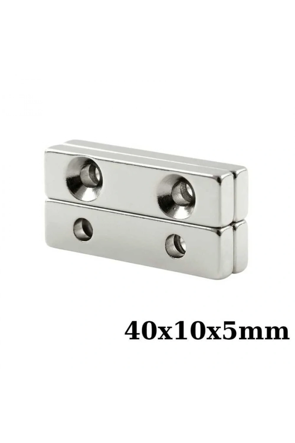 40x10x5-5mm Çift Havşa Delikli Neodyum Güçlü Mıknatıs - Neodim Magnet