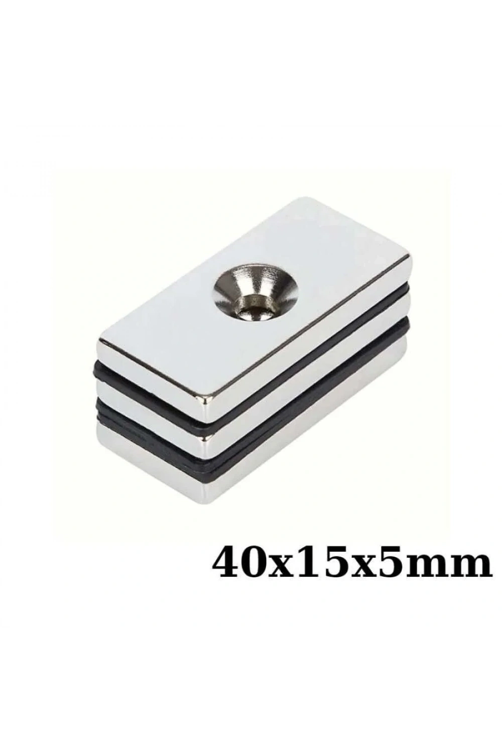 40x15x5-5mm Havşa Delikli Neodyum Güçlü Mıknatıs - Neodim Magnet