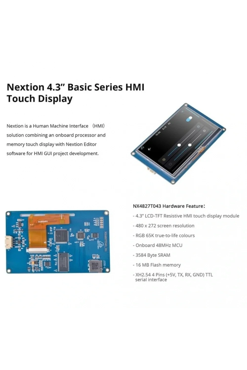 4.3 Inch Nextion 16MB Dahili Hafıza NX4827T043