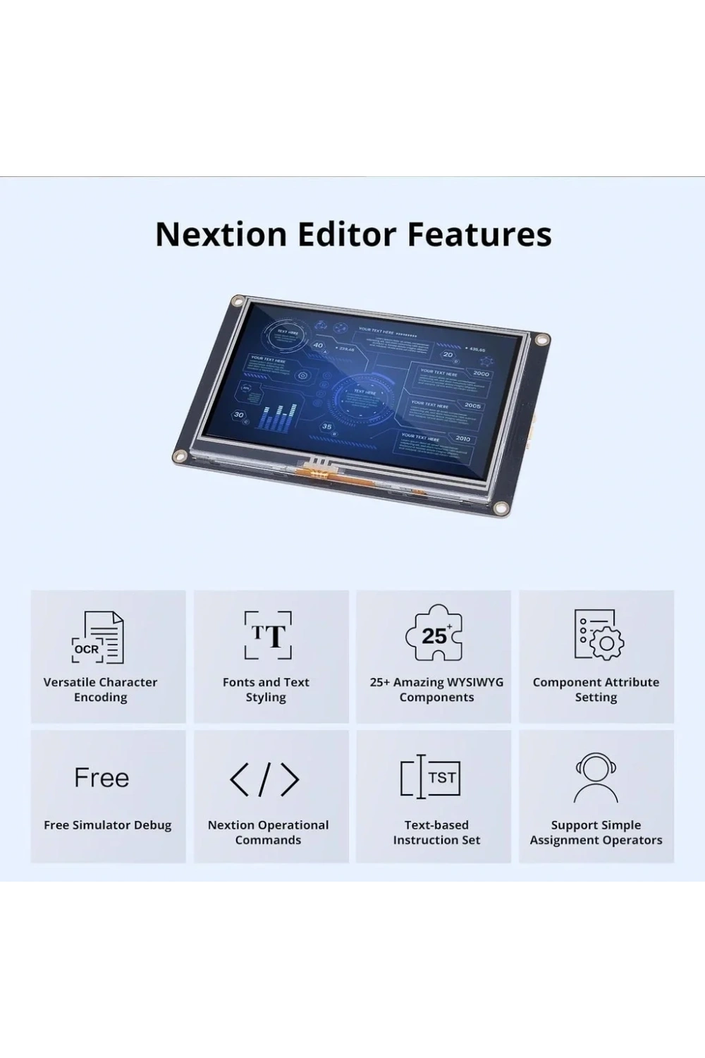 4.3 Inch Nextion 32 MB Dahili Hafıza NX4827K043