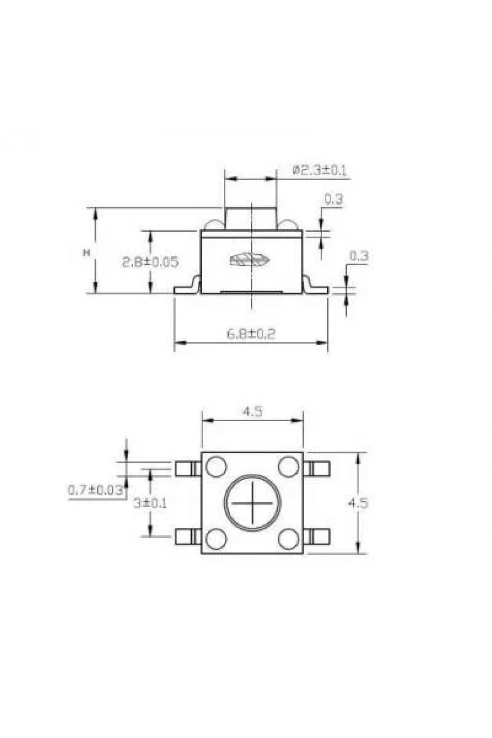 4.5x4.5x7mm SMD Tact Buton