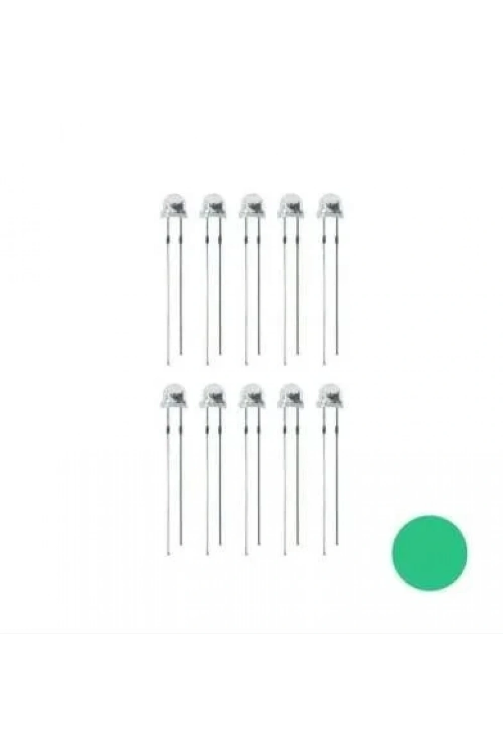4.8mm Yeşil Mantar Led Paketi - 10 Adet