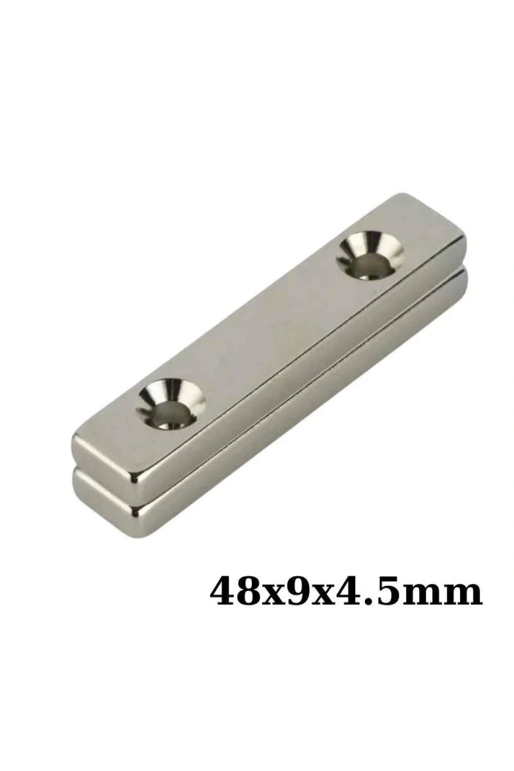 48X9x4.5-5mm Çift Havşa Delikli Neodyum Güçlü Mıknatıs - Neodim Magnet