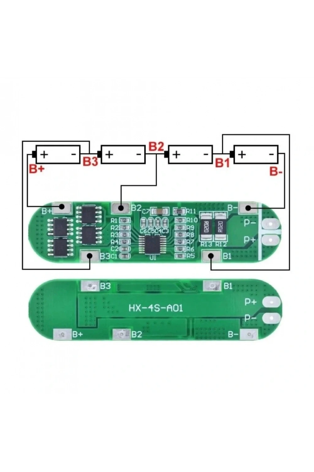 4S 12A BMS 14.8V 18650 Lityum Pil Şarj Koruma Devresi