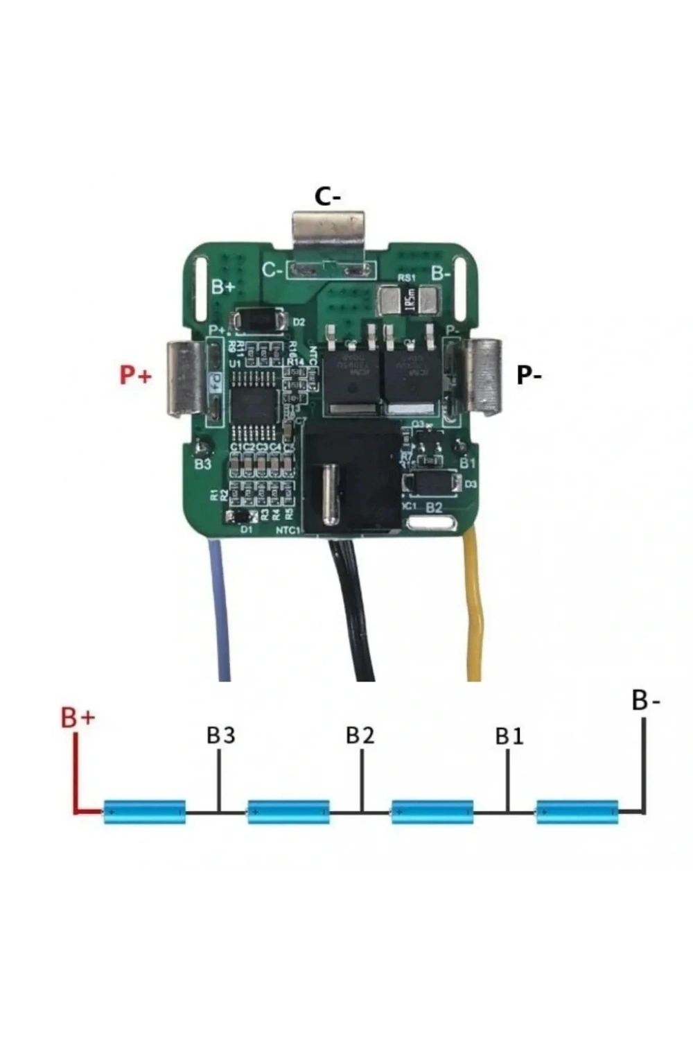 4S 20A BMS 16.8V 18650 Lityum Pil Şarj Koruma Devresi NTCli