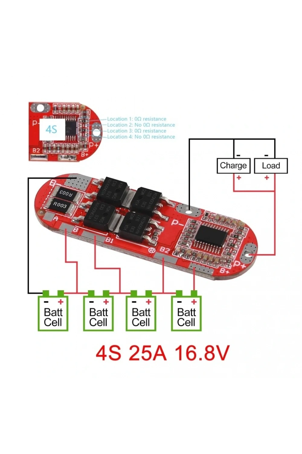 4S 25A BMS 18650 16.8V Lityum Pil Şarj Koruma Devresi