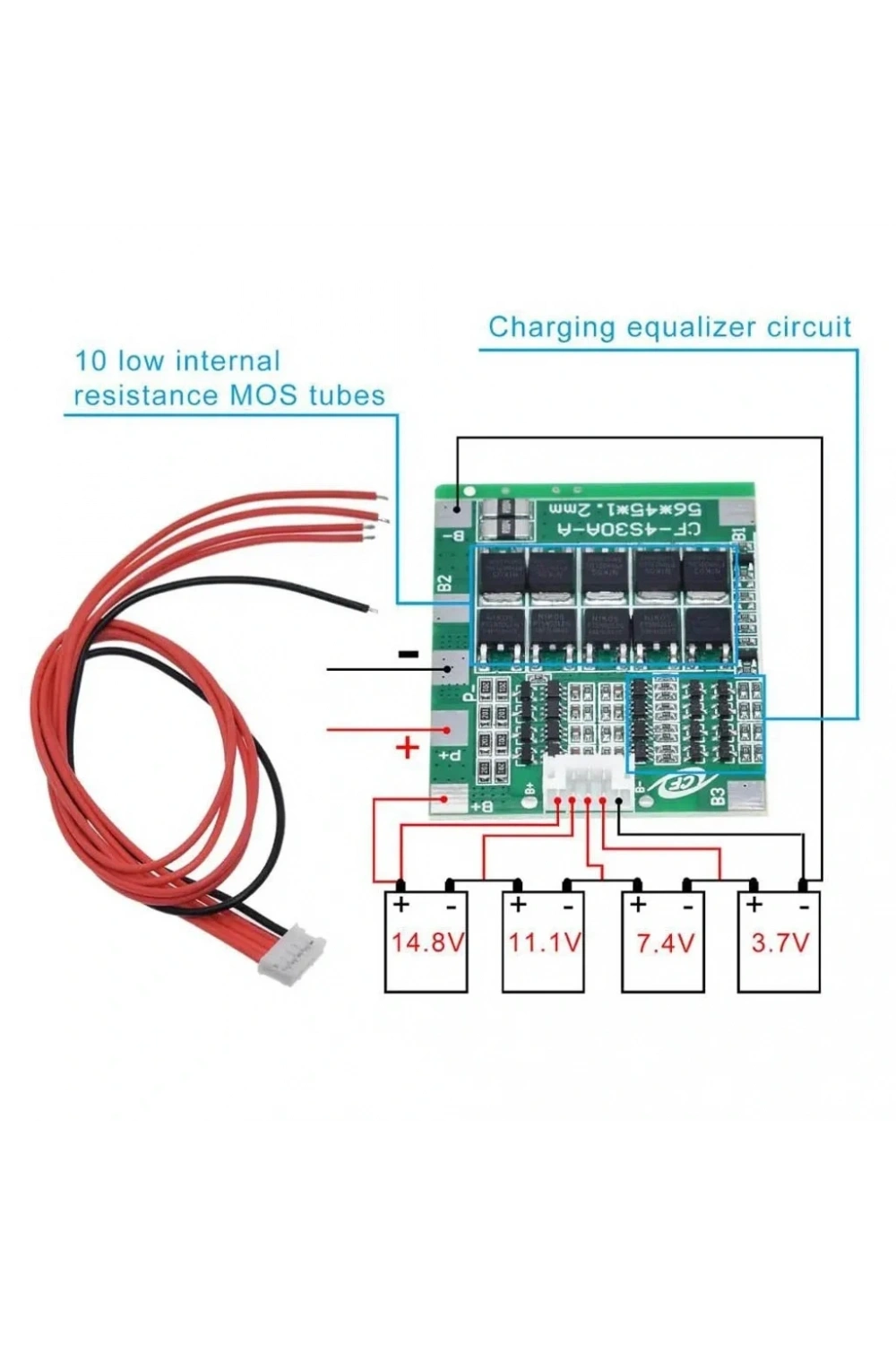 4S 30A BMS Li-İon 18650 Pil Şarj Kontrol Devresi