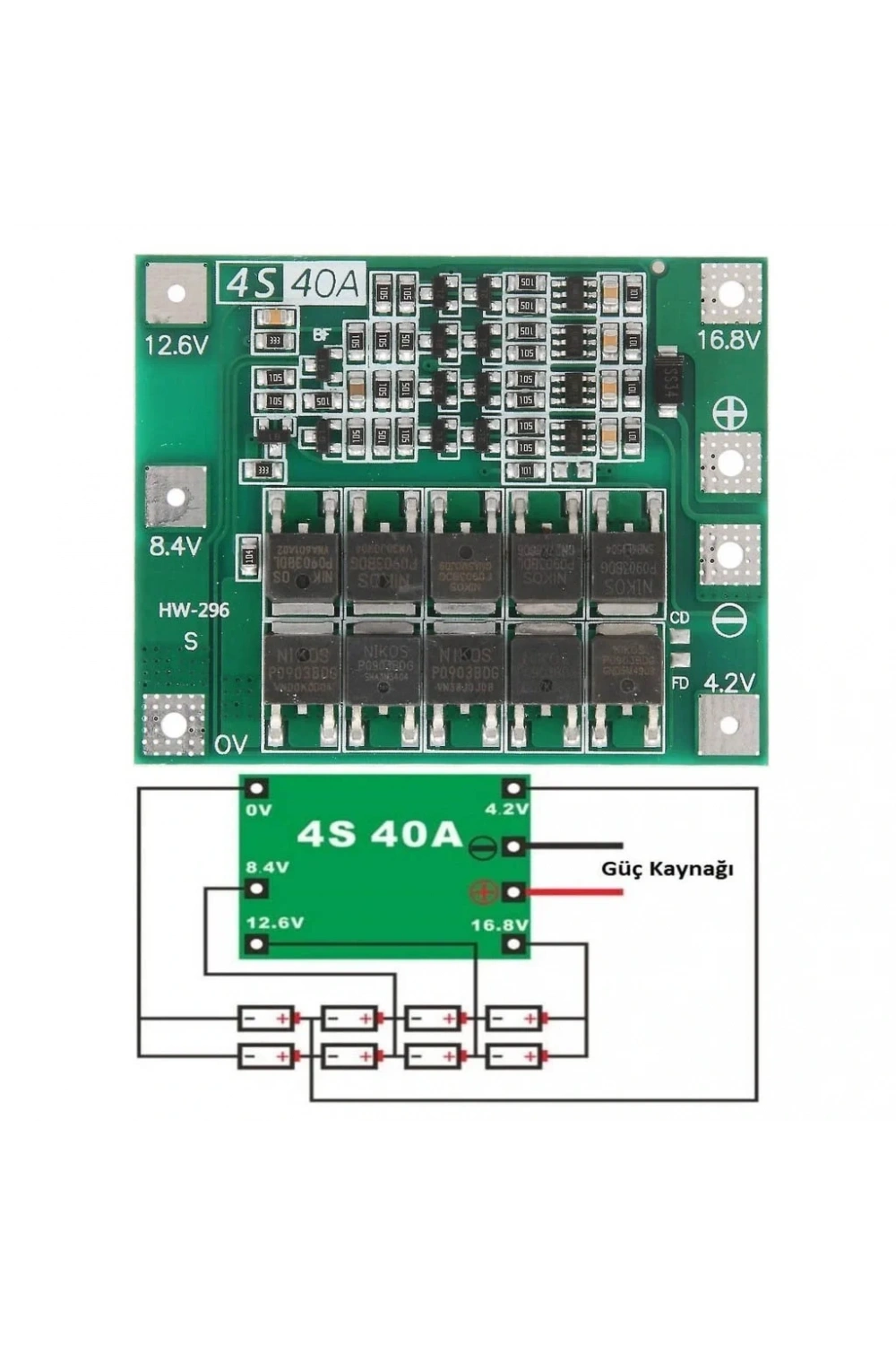 4S 40A BMS 18650 Pil Koruma Devresi Standart Versiyon