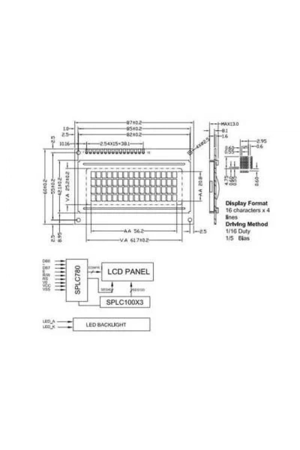 4X16 LCD Ekran Mavi