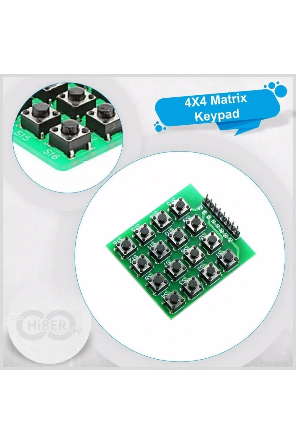 4x4 Matrix Tuş Takımı Keypad 16 Butonlu
