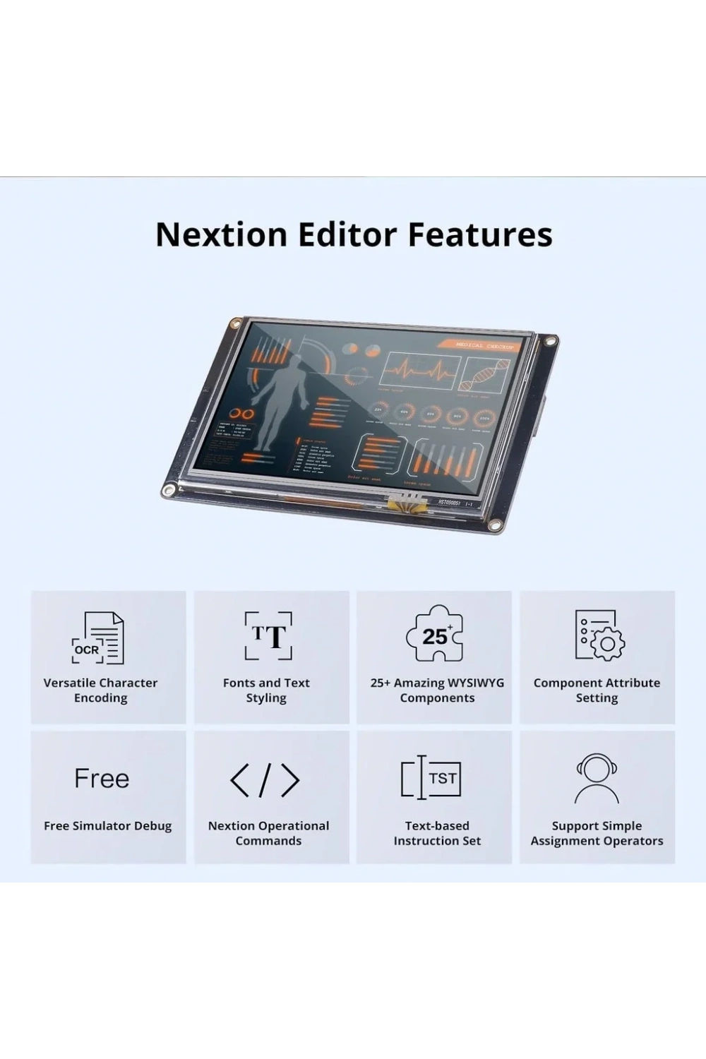 5.0 Inch Nextion 32 MB Dahili Hafıza NX8048K050