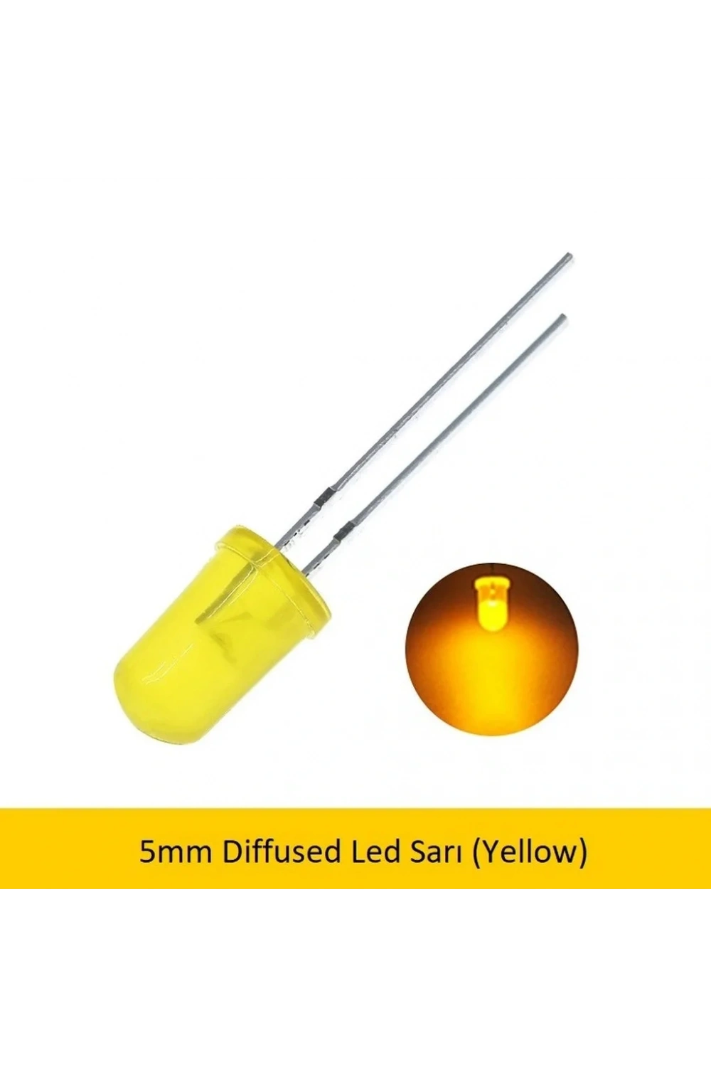 5mm Led Sarı Diyot Diffused 1 Adet