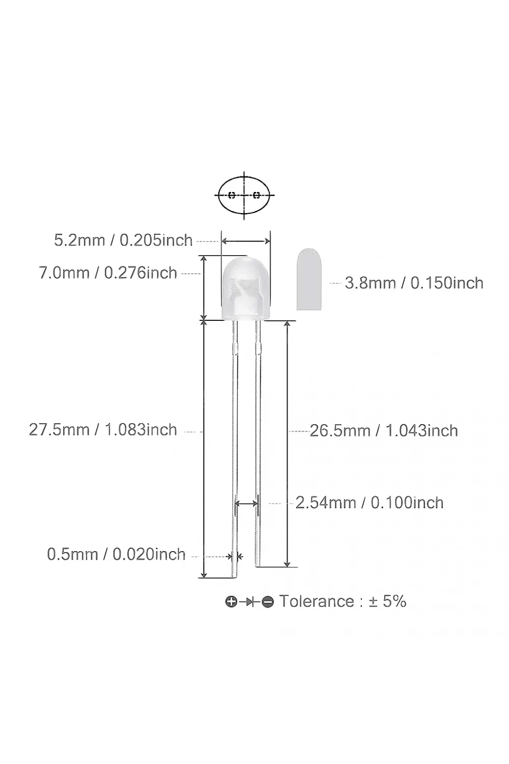 5mm Led Sarı Diyot Diffused 1 Adet