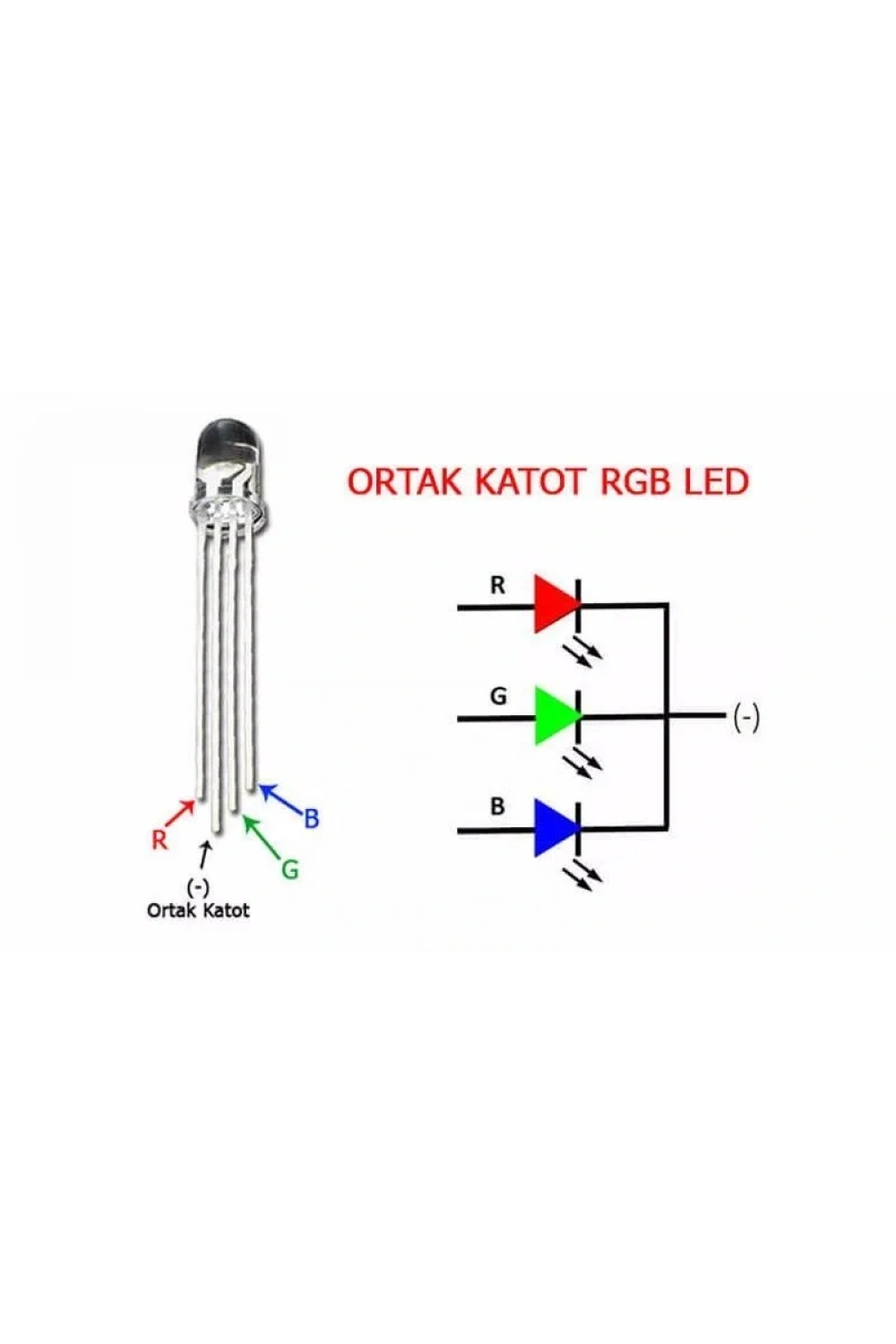 5mm RGB Led Ortak Katot - 4 Pin
