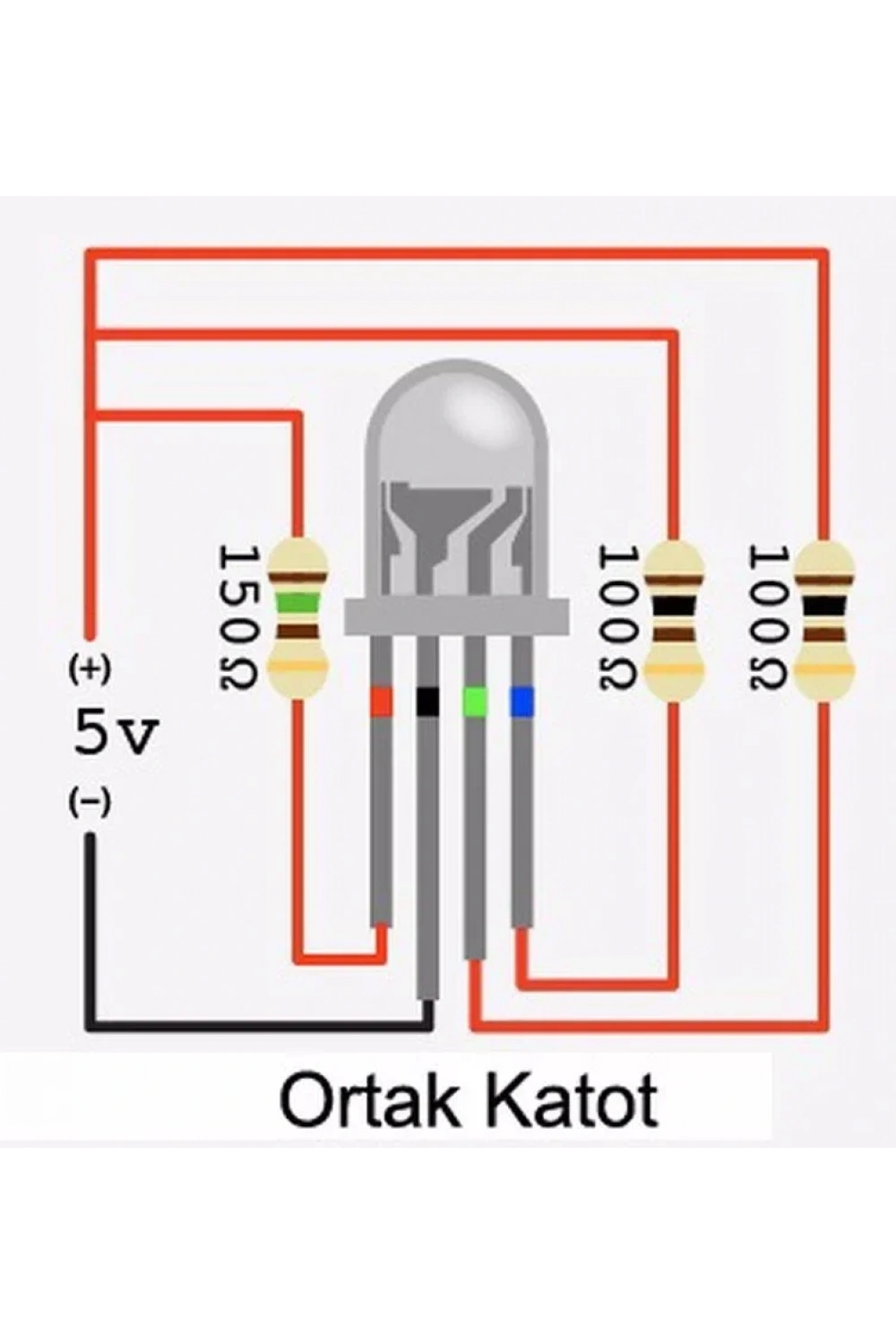 5mm RGB Led Ortak Katot - 4 Pin
