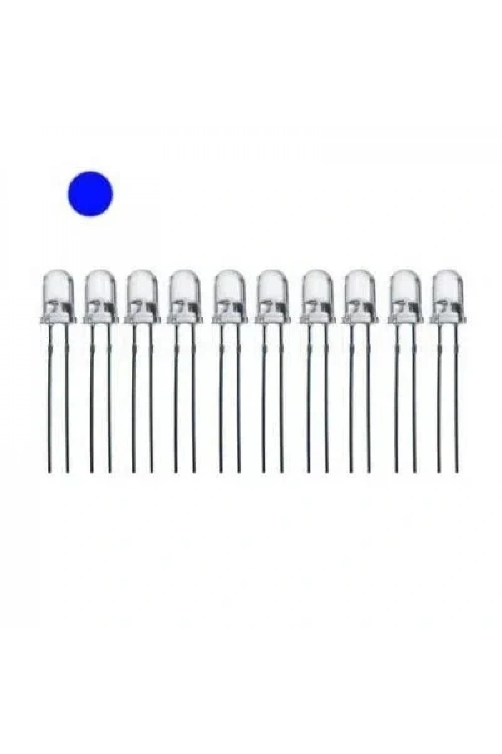 5mm Şeffaf Mavi Led Paketi - 10 Adet
