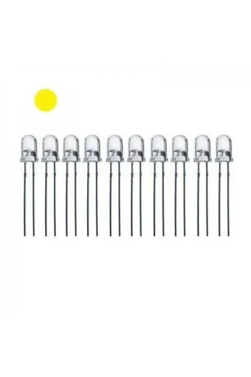 5mm Şeffaf Sarı Led Paketi - 10 Adet