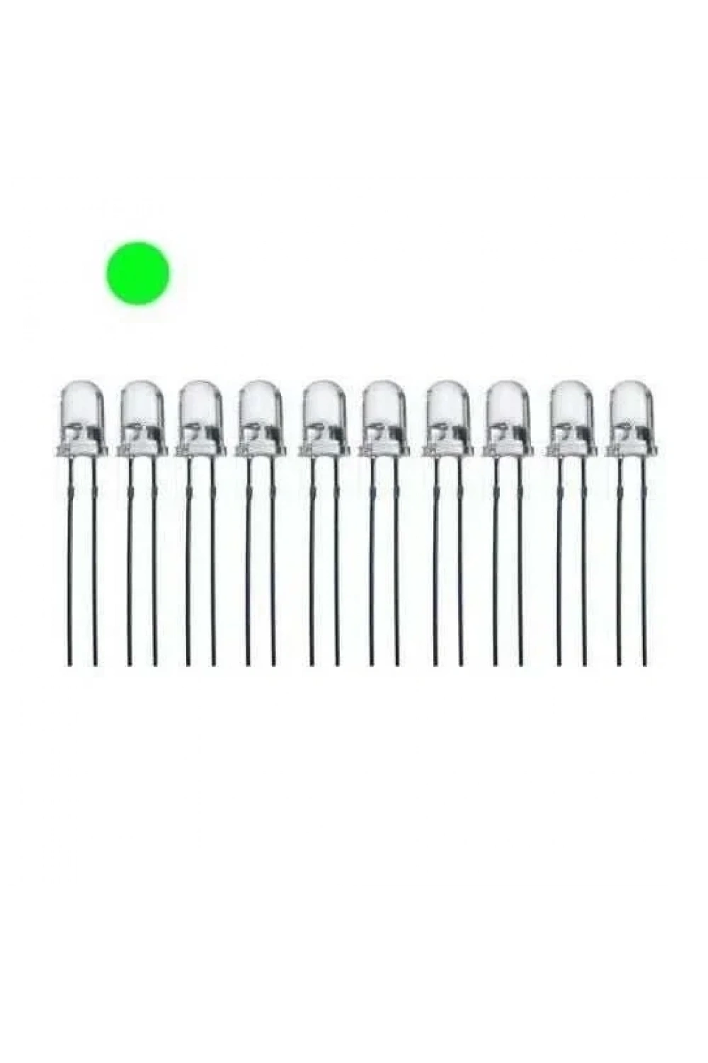 5mm Şeffaf Yeşil Led Paketi - 10 Adet
