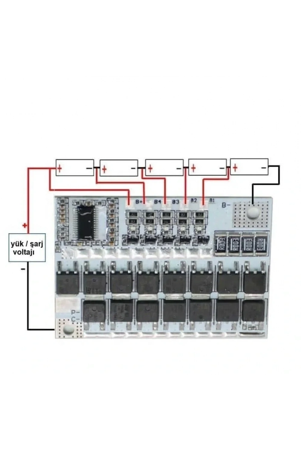 5S 100A LiFePO4 Balanslı BMS Beyaz PCB
